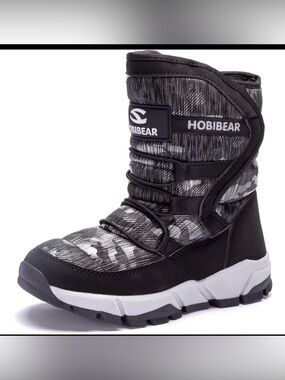 HOBIBEAR Snow Boots Winter Waterproof v Shoes Black size 10